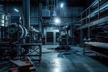 Fototapeta premium Room filled with various industrial machines and equipment