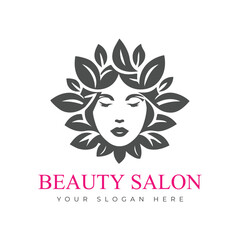 beauty salon woman silhouette logo design vector