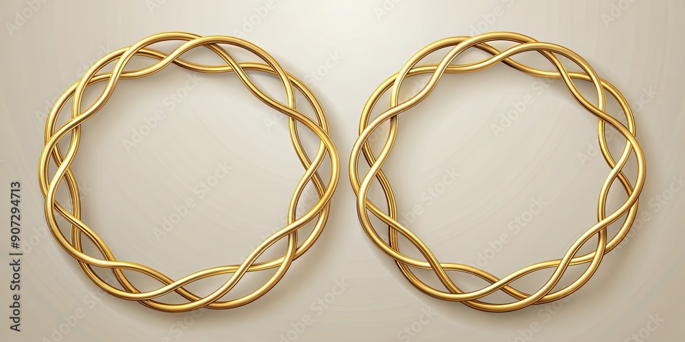 Wall mural Golden intertwined circle frames on a background, golden, intertwined, circle, frames, isolated,background, graphic, resource