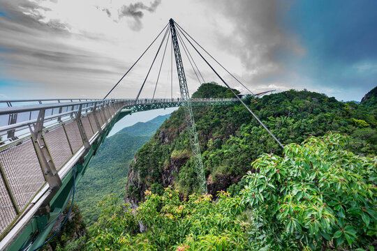 The Langkawi Sky Bridge,at the Top Station of the Langkawi SkyCab cable car ride,Langkawi Island,Malaysia. summit of