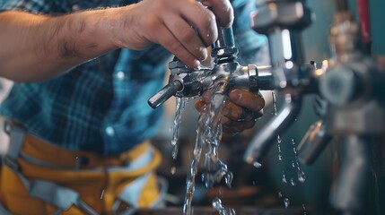 Experienced Plumber Fixing Leaking Pipe with Plumbing Tools in Household Maintenance Service