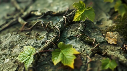 Intricate Organic Mathematics:Leaves and Vines Intertwined with Abstract Numeric Patterns