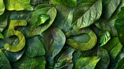 Fototapeta premium Intertwined Numbers and Organic Nature Seamless Pattern
