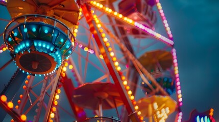 Mesmerizing Ferris Wheel Illuminates the Night Sky at Vibrant Amusement Park