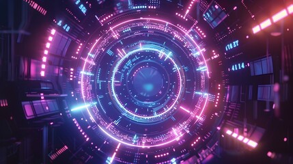 Obraz premium Glowing Futuristic Wheel,Sci-Fi Technological Concept