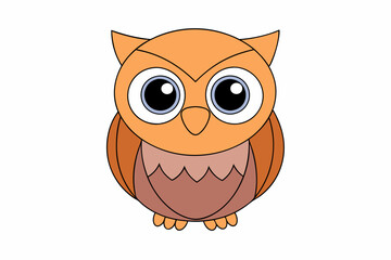 Kawaii owl vector art illustration on a white background 	