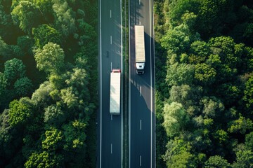 aerial top of truck driving
