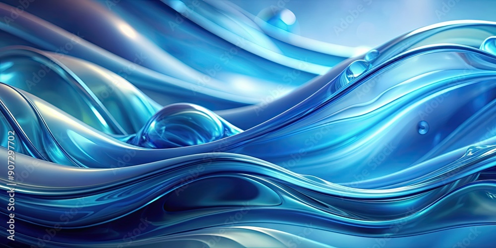 Wall mural blue abstract background with fluid shapes and soft blurry textures, blue, abstract, background, flu