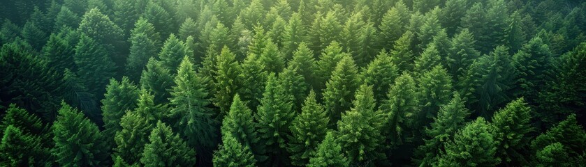 A lush green forest with trees of various sizes