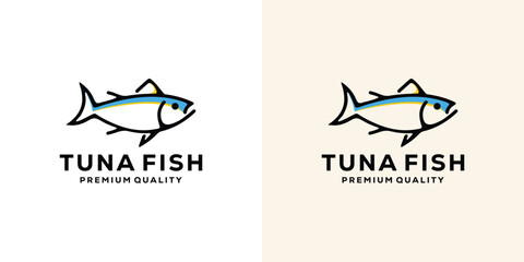 Tuna Fish Logo Emblem Seafood Vector Icon Label