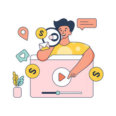 A drawing of a man holding a rocket with the word s on it