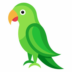 Green color parrot vector art illustration on a white background