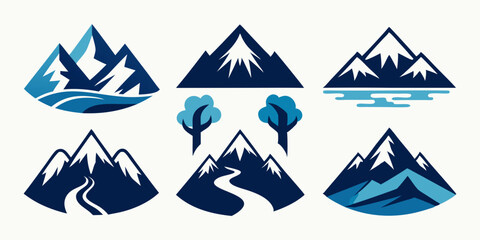 Nature Logo: Combining Mountain Silhouette and Flowing River for Adventure