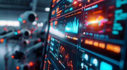 Obraz premium Data Analytics Display in Modern Industrial Facility 