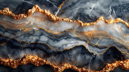 Fototapeta premium A gold and black stone wall with a gold and black stripe