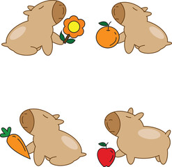 Fototapeta premium Capybara, collection set farm animal