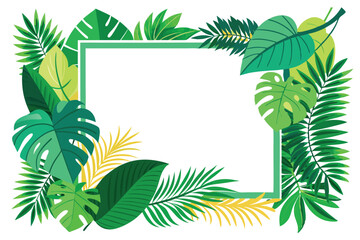 Tropical Leaf Frame with a White Background