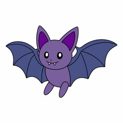 Flying Bat Vector Art Illustration on a White Background 