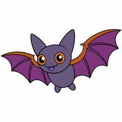 Flying Bat Vector Art Illustration on a White Background 