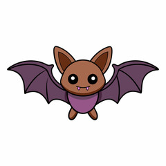 Flying Bat Vector Art Illustration on a White Background 