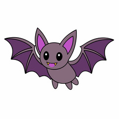 Flying Bat Vector Art Illustration on a White Background 