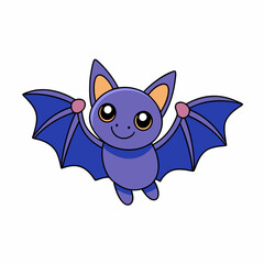 Flying Bat Vector Art Illustration on a White Background 