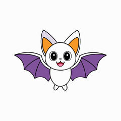 Flying Bat Vector Art Illustration on a White Background 