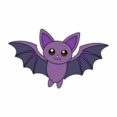 Flying Bat Vector Art Illustration on a White Background 