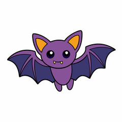 Flying Bat Vector Art Illustration on a White Background 