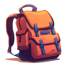 A high-quality illustration clipart of a versatile backpack, featuring compartments and straps. The backpack is displayed against a transparent background, showcasing its design.