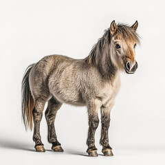 Fototapeta premium A miniature horse isolated on a plain background, full depth of field