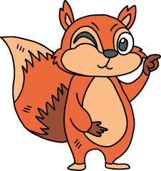 A cute cartoon squirrel pointing to something