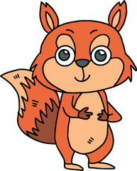 A cute cartoon squirrel with a big smile on its face