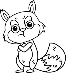 A cartoon squirrel with a frowning face and crossed arms