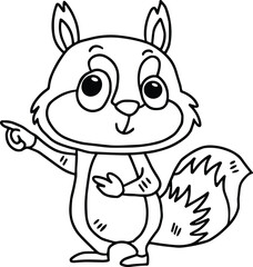 A cute cartoon squirrel pointing to something