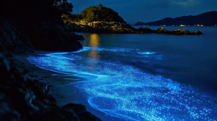 Fototapeta premium Bioluminescent Waves at Night