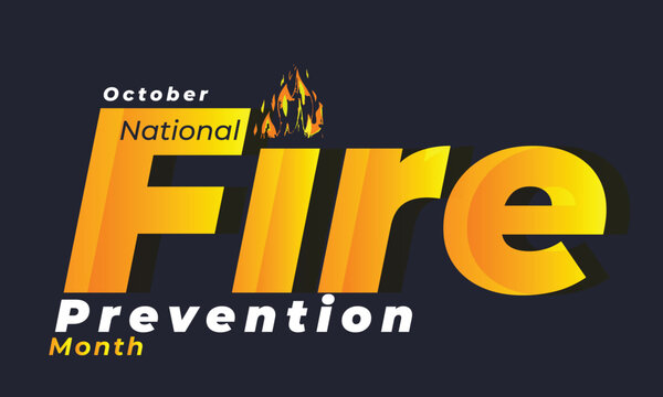 National fire prevention month. background, banner, card, poster, template. Vector illustration.