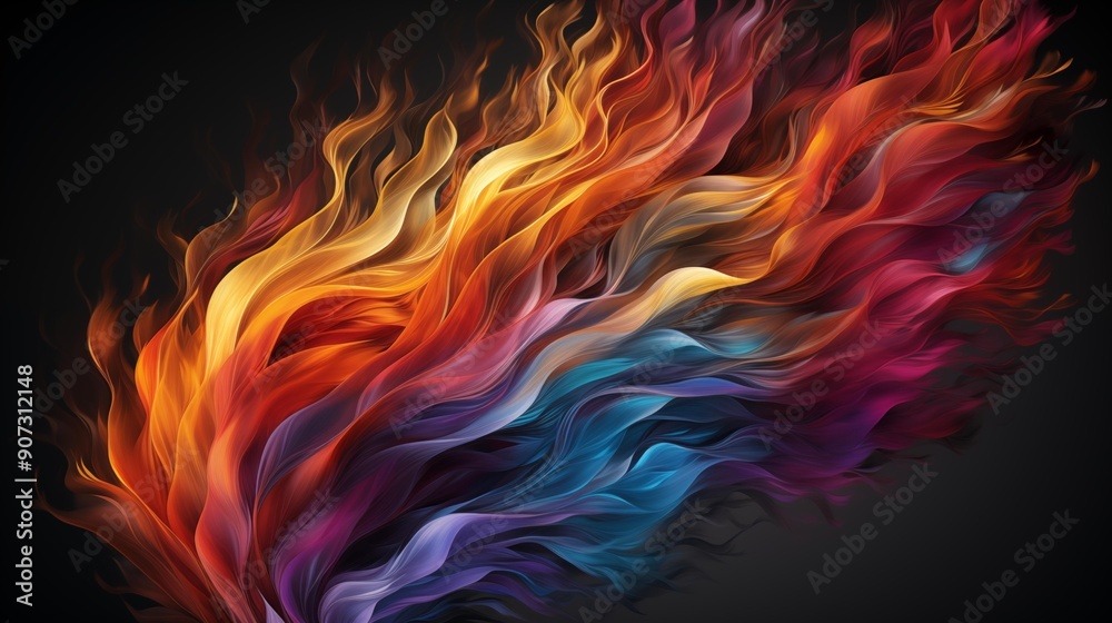 Canvas Prints a colorful flame with a black background