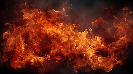 The image is of a large, fiery flame that is orange and black