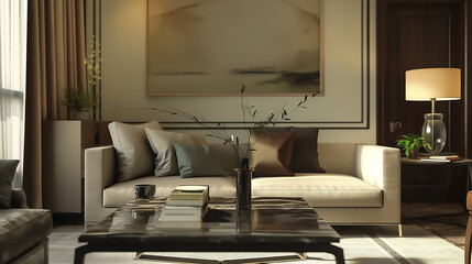A stylish living room with modern deco