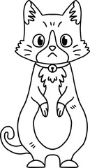 A cat with a collar is sitting on the ground