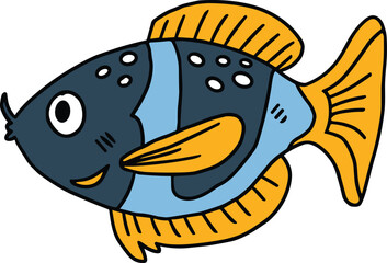 A fish is swimming in the water