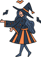 A girl in a witch costume