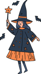 A girl in a witch costume