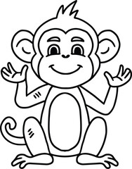 A cute monkey is sitting on a white background