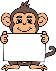 A monkey holding a blank piece of paper