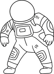 A cartoon astronaut is standing with his arms outstretched