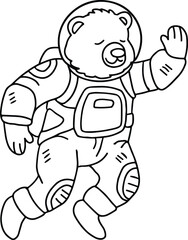 A cartoon bear in a spacesuit is jumping up and down