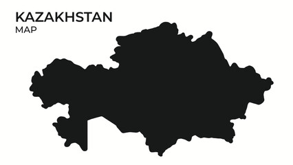 Obraz premium Hand drawn black map of Kazakhstan silhouette vector on white background