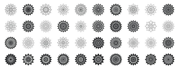 Luxury Mandala Design Bundle Collection: Detailed Black and White Ornamental Pattern